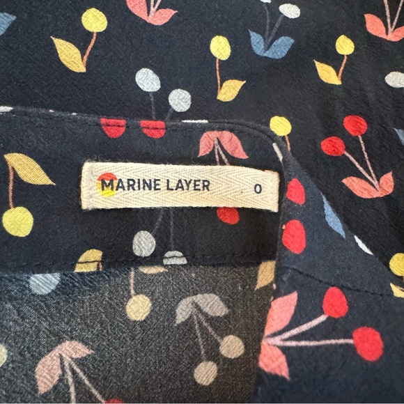 Marine Layer Women's Blue Cherry Print Ryan Midi Slip Skirt Size 0 - Picture 7 of 8